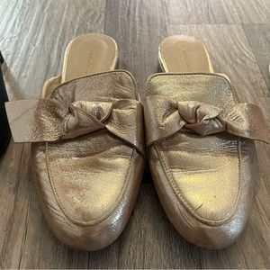 Metallic gold mules